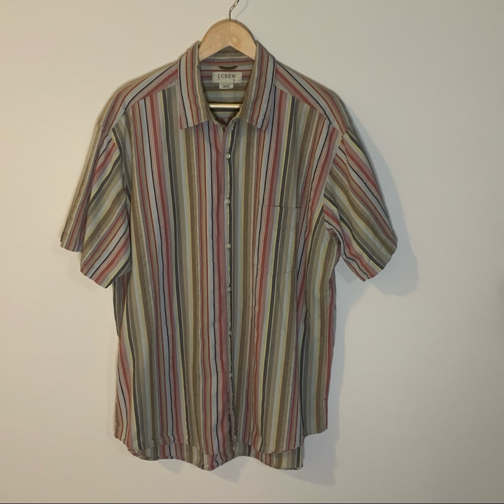 J. Crew Multicolor Striped Short Sleeve Button-Down Shirt